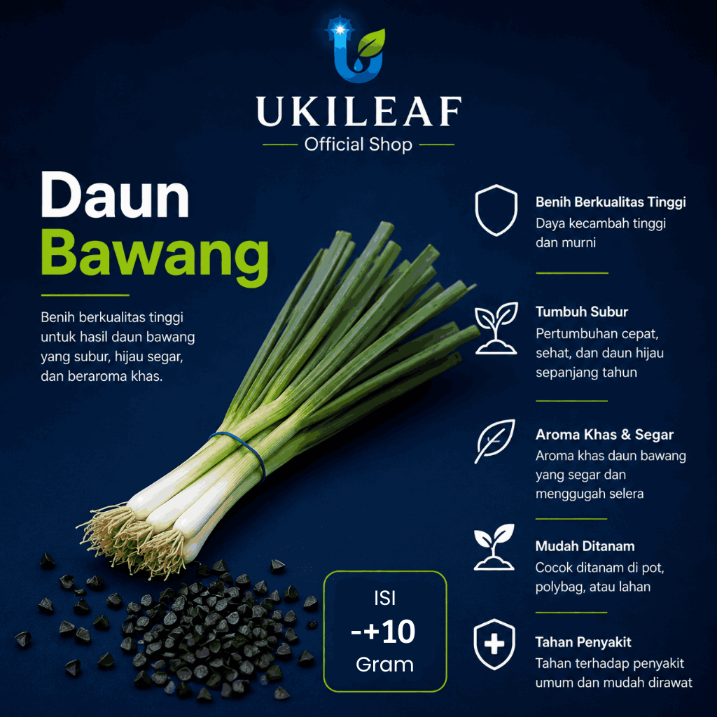( 10 Gram ) Benih Biji Daun Bawang Dataran Rendah | Bawang Daun | Allium Fistulosum | UKILEAF
