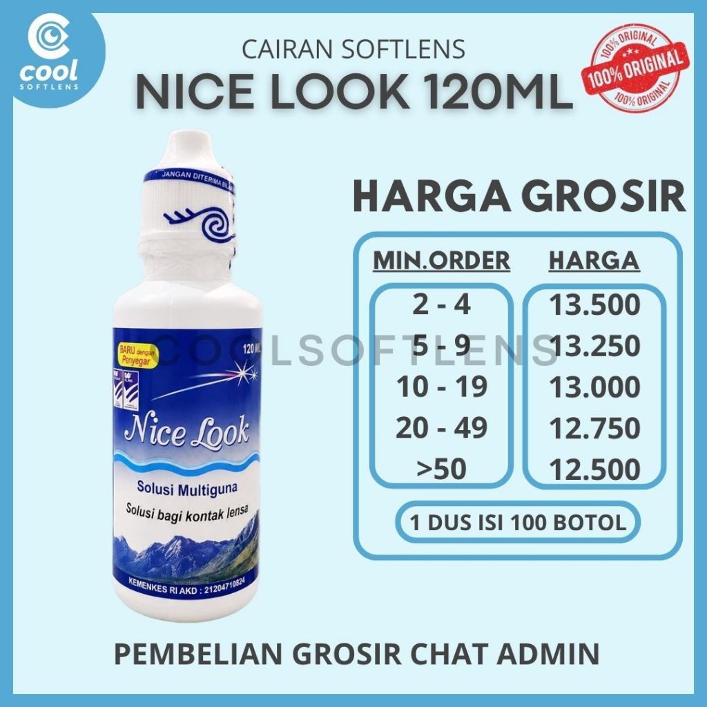 (HARGA GROSIR) Air Softlens NICELOOK 120ml / Cairan Softlens Nicelook 120 ML / Nice Look / Air Pencu