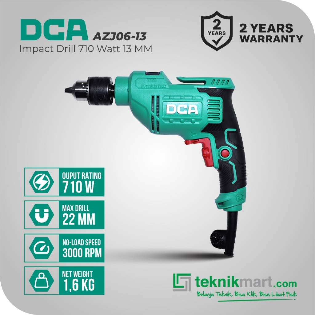 DCA Impact Drill / Bor Tangan Impact Listrik 710Watt 13mm AZJ06-13