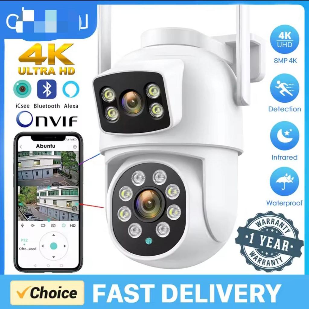 Icsee Dual Lens Outdoor Waterproof Kamera CCTV WiFi 4K Ultra