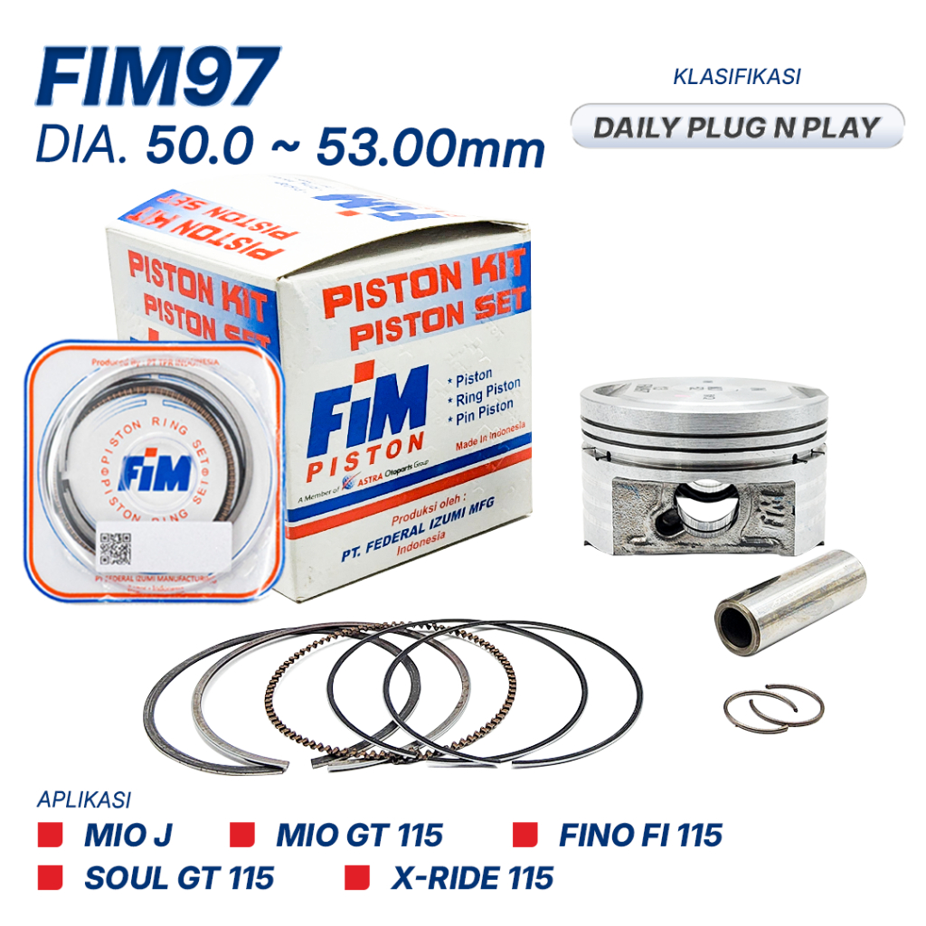PISTON KIT FIM97 Mio J, Force, New Jupiter Z1 diameter 50 - 53mm pen 13