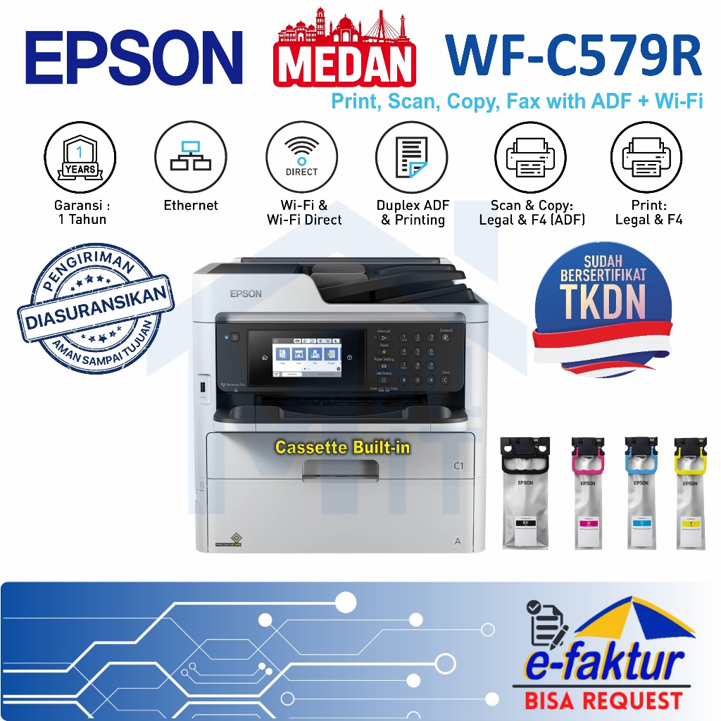 MALLIT EPSON Printer EPSON WFC579R Epson WF-C579R Epson WF C579R Epson WF 579R F4 Legal Resmi Medan
