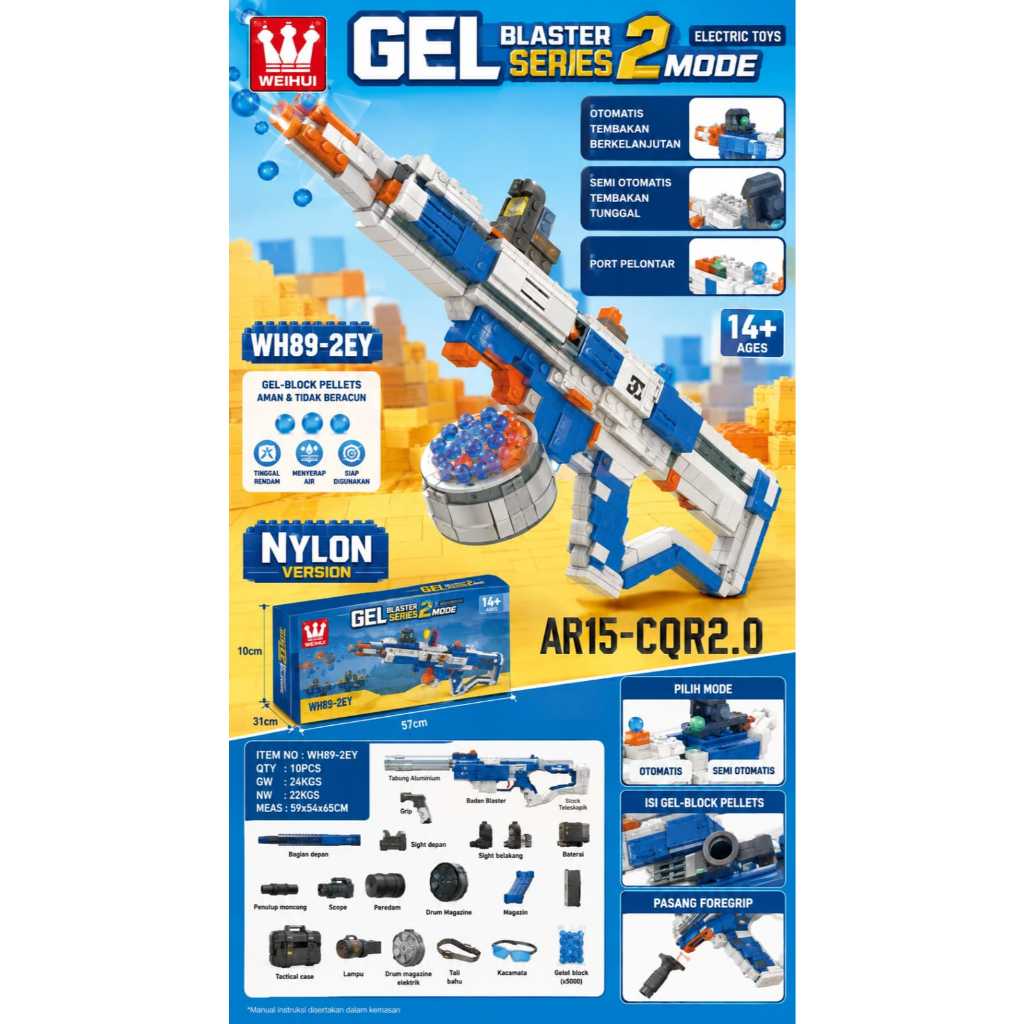Mainan Water Gel Blaster Anak Laki Laki AR15 Gell Tembak Tembakan Elektrik Otomatis FPS SNI/Mainan P