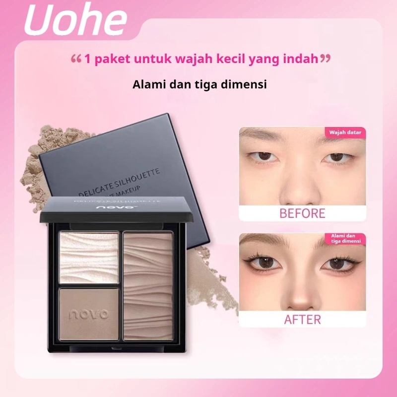(READY&ORI)  Uohe NOVO Palette Contour & Highlighter 3 Warna - Peraut Hidung, Contour Hidung, Matte,