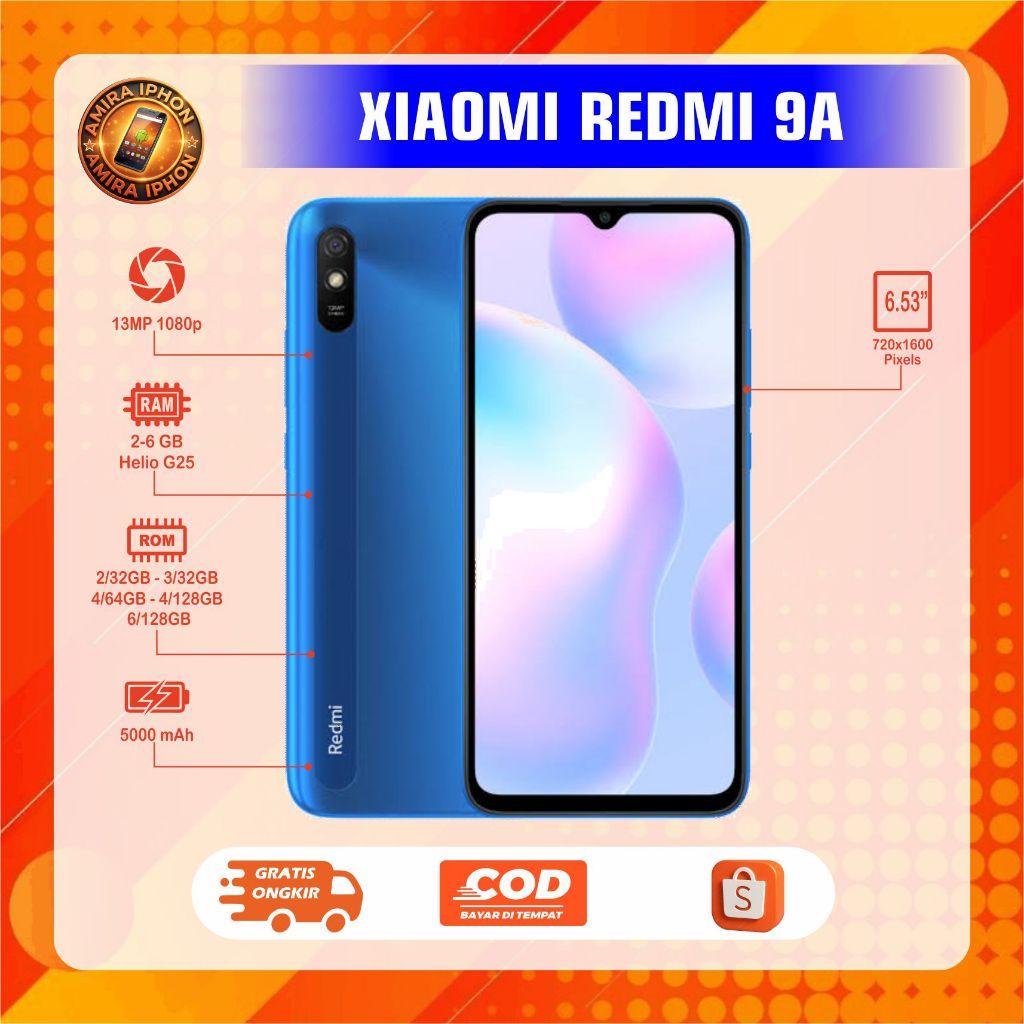 XIAOMI REDMI 9A RAM 2/32GB RAM 3/32GB RAM 4/64GB HP Normal second siap pakai