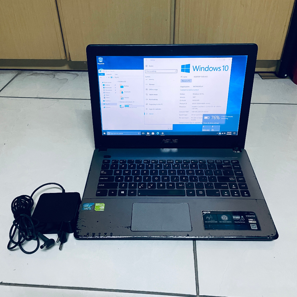 Laptop Asus X450C Core i3 RAM 4GB SSD 128GB Fungsi Normal