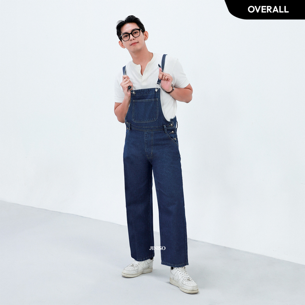 JINISO EVERYDAY - Denim Jumpsuit Overall Loose Jeans 111 Pria