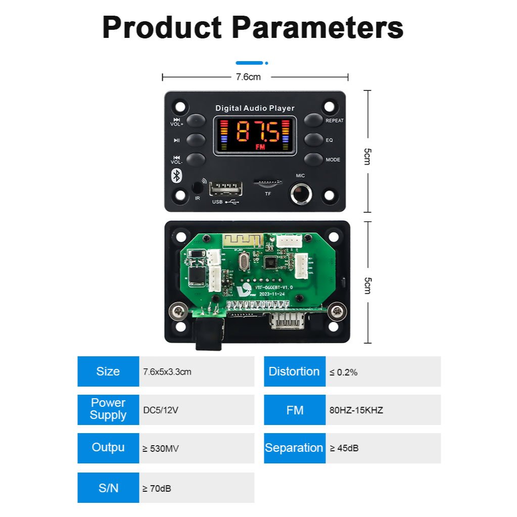 Kit Modul MP3 Bluetooth Karaoke 060BT3 2x20W Amplifier Board DC12V dengan Remote Mendukung Bluetooth