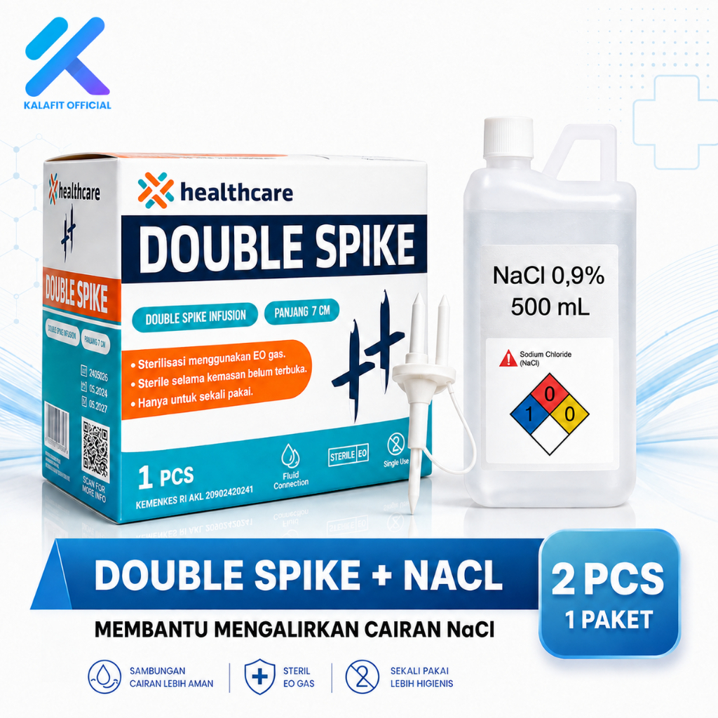 Healthcare Double Spike Infusion Connector Selang Infus Penghubung Cairan Medis Panjang 7 cm 1 PCS +