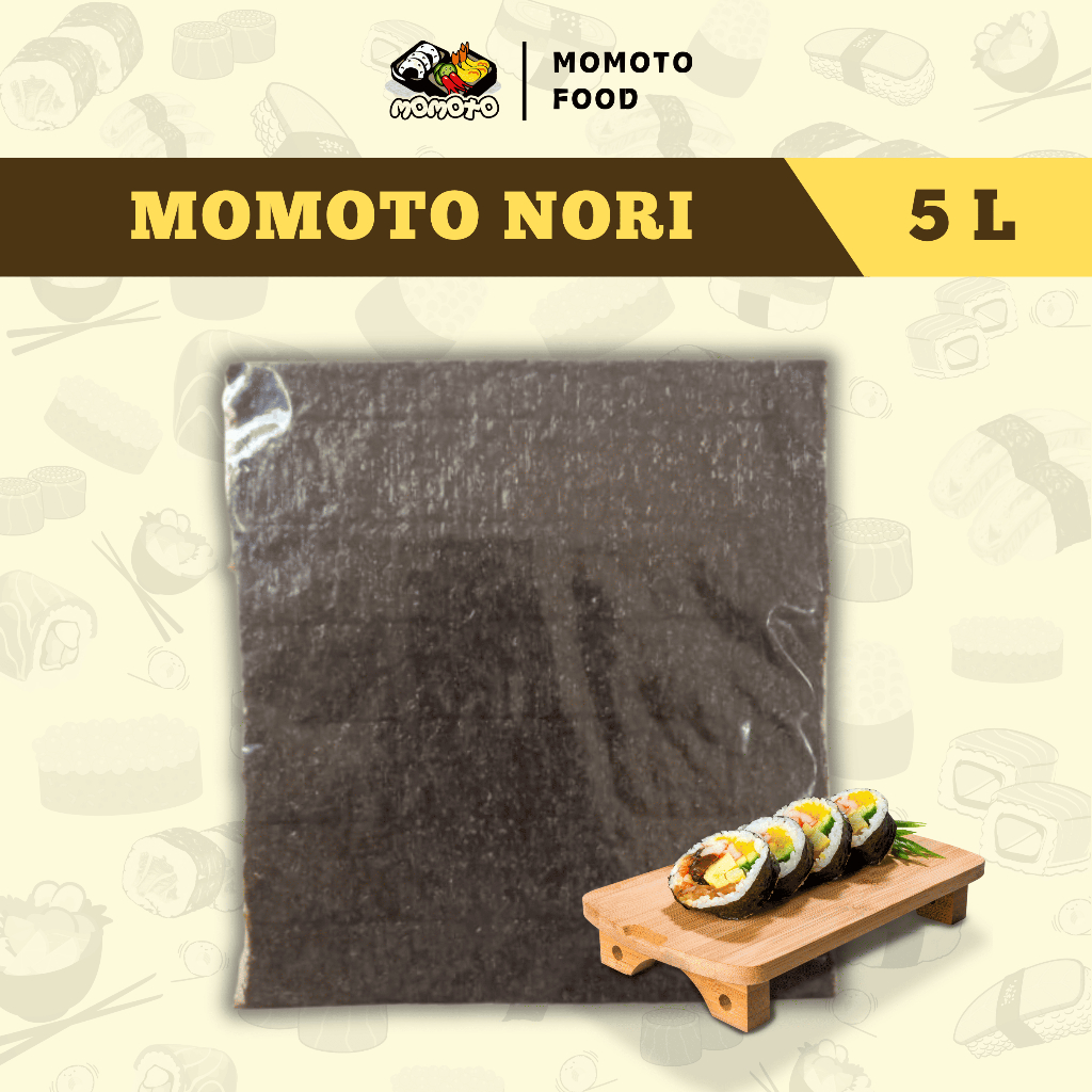 MOMOTO NORI 5 LEMBAR NORI RUMPUT LAUT KERING SUSHI KIMBAB GIMMARI HALAL PRAKTIS