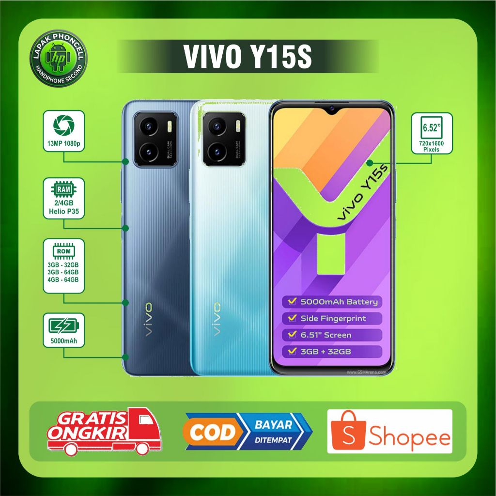 HP VIVO Y15S RAM 3/32GB RAM 3/64GB RAM 4/64GB Second normal siap pakai