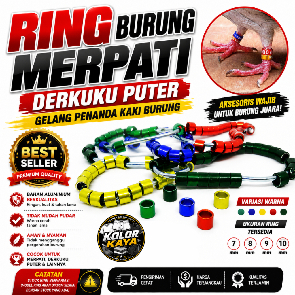 RING BURUNG MERPATI DERKUKU PUTER  GELANG PENANDA KAKI BURUNG BULAT AMAN KAKI TIDAK SAKIT
