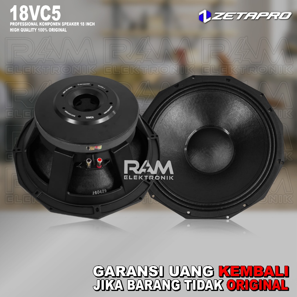 Komponen Speaker 18 Inch ZETAPRO 18VC5 | 18 VC5 Original 2000 Watt