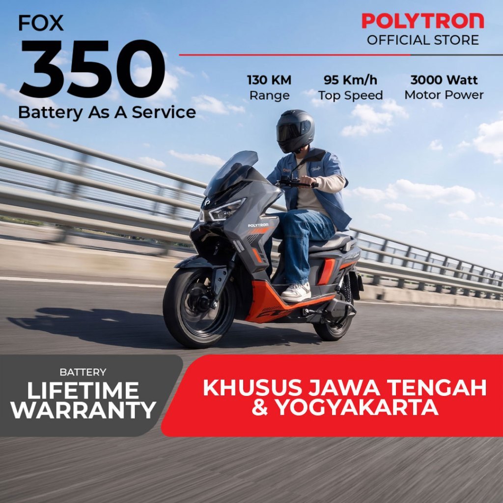 Polytron Fox 350 - Battery as Service - Electric Sepeda Motor Listrik - OTR Jawa Tengah & Yogyakarta