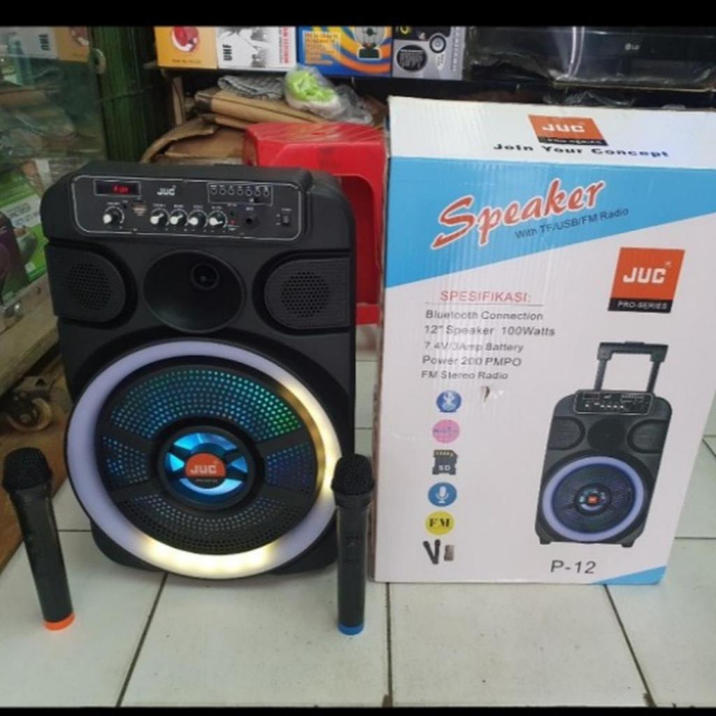 JUC SPEAKER PORTABLE MEETING JUC 12 INCH P12 BLUETOOTH LAMPU DISCO
