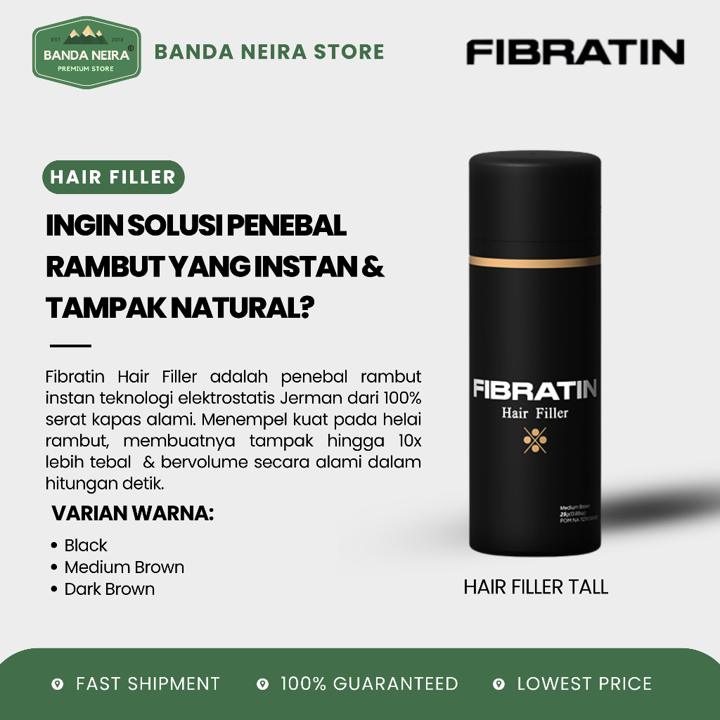 Fibratin Hair Filler Tall 25 Gram / Hair Filler / Penebal Rambut