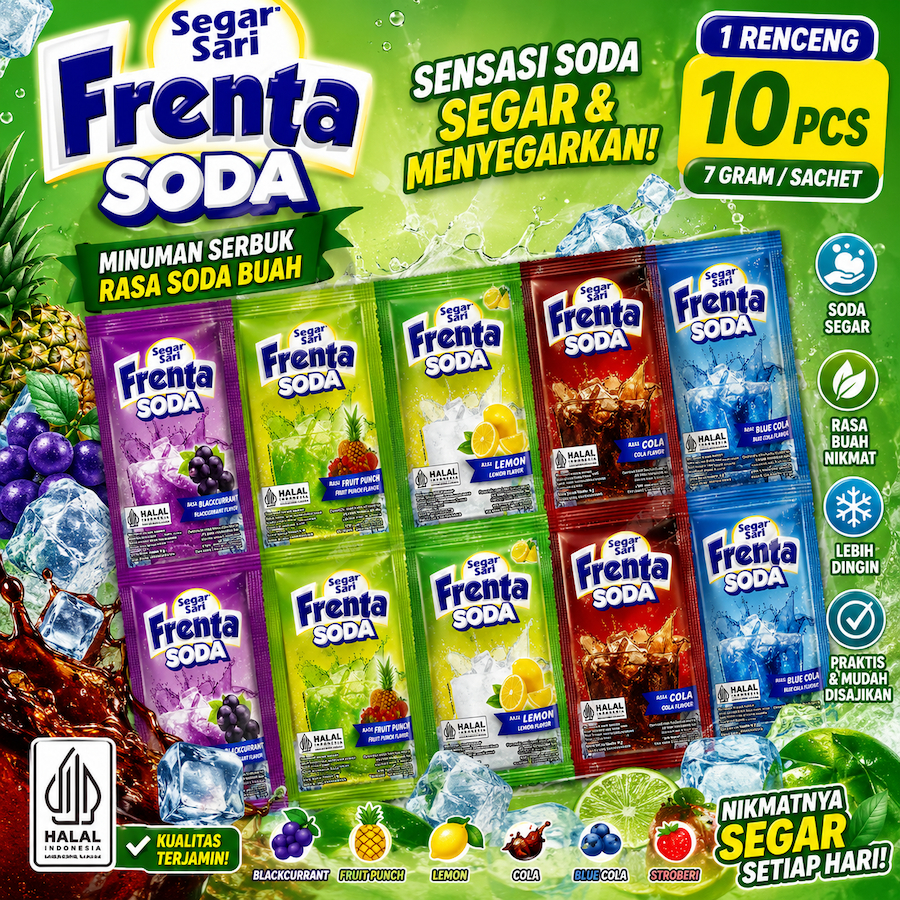 SEGAR SARI FRENTA MINUMAN BUBUK BERKARBONASI NETTO 10 PCS X 7 GR