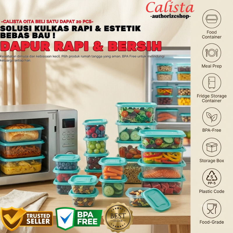 [ CALISTA ] SEALWARE TOPLES PLASTIK CALISTA OITA SET ISI 20PCS LUNCH BOX FOOD CONTAINER PREP STORAGE