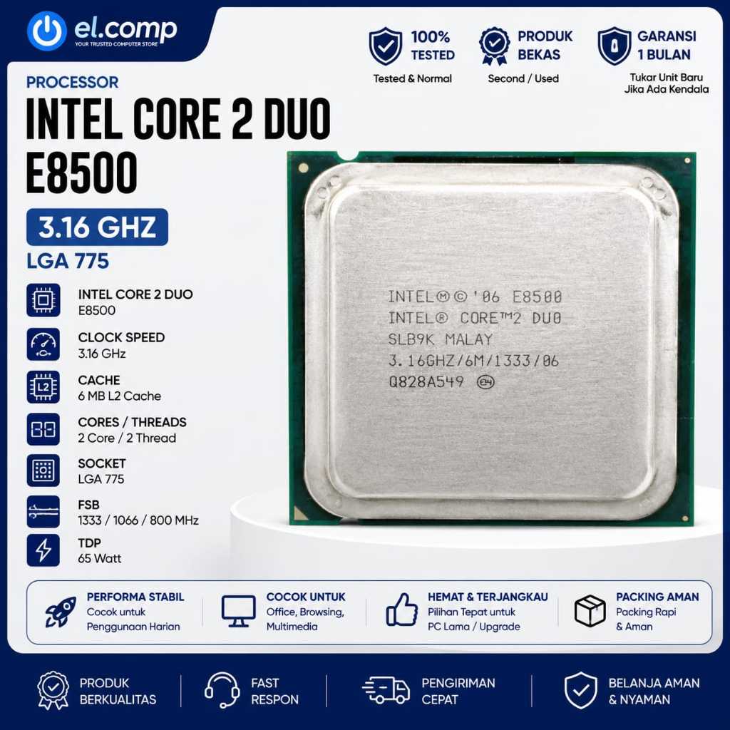 PROCESSOR INTEL CORE 2 DUO 3.16 GHZ E8500 LGA 775