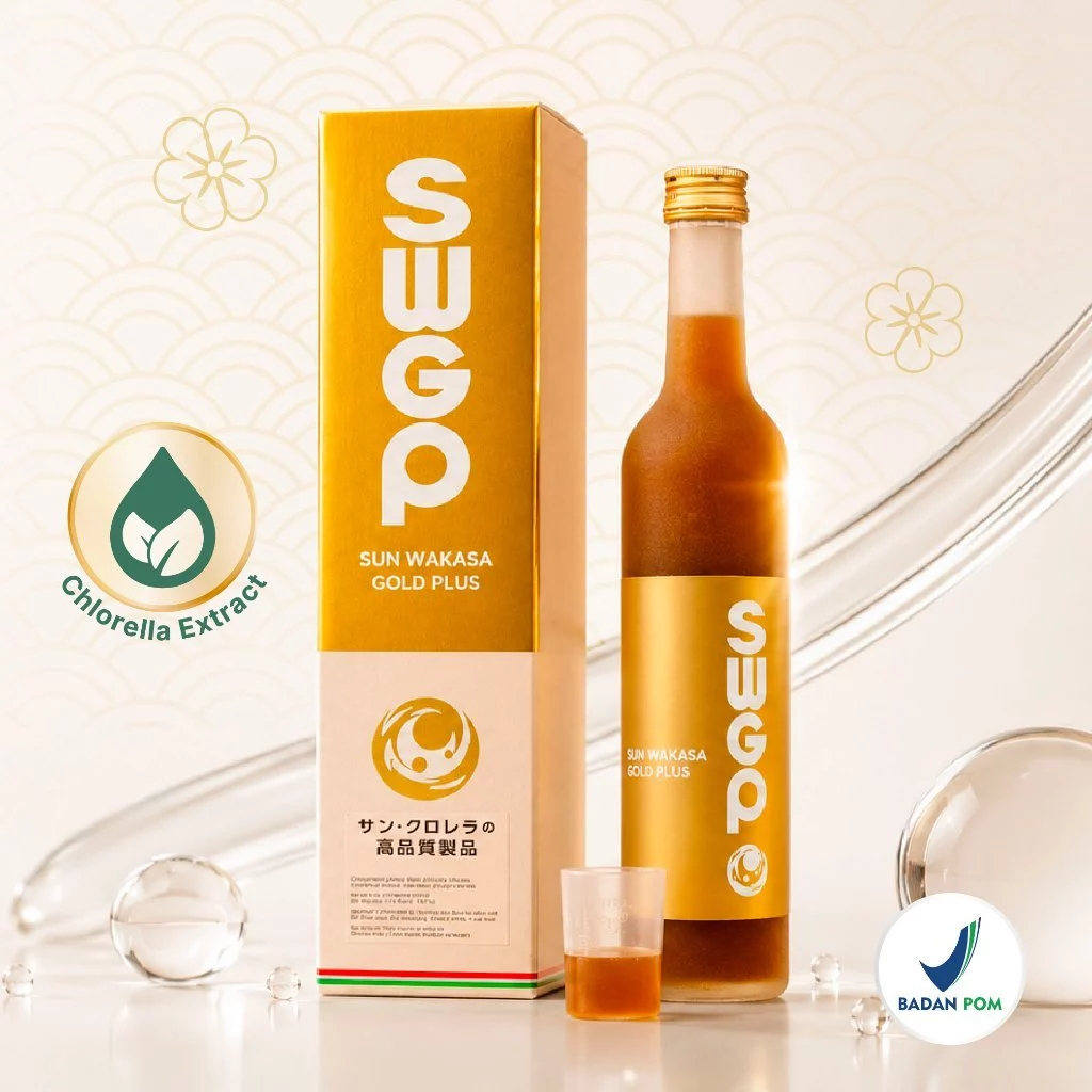 Sun Wakasa Gold Plus (SWGP Kemasan Baru)  500 ml - Chlorella Growth Factor Extract Original Japan