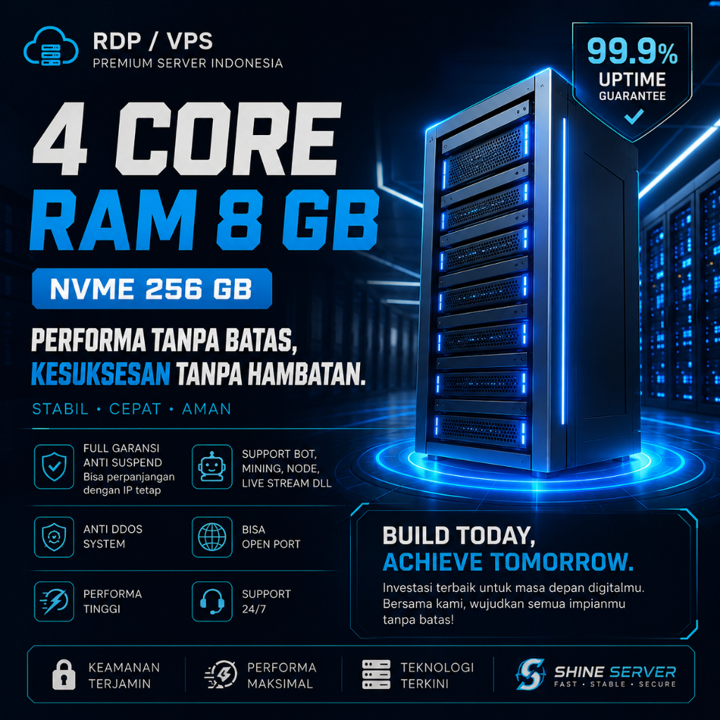 RDP VPS 4 CORE RAM 8 GB