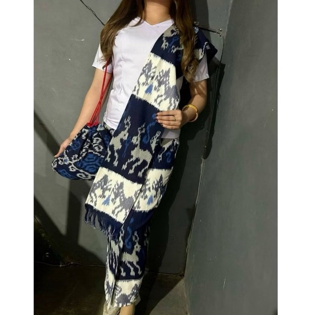 set baju tenun blanket motif toraja