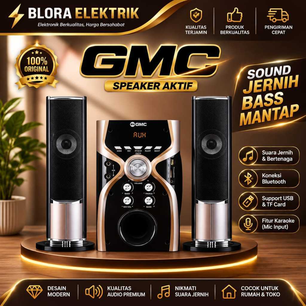 GMC 887G Speaker Multimedia Aktif Ada BLUETOOTH USB MEMORY CARD SUARA SUPER BASS