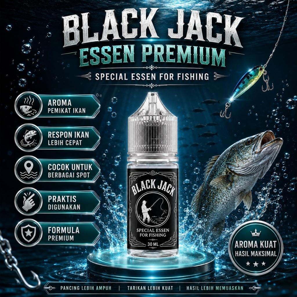BLACK JACK Essen Mancing Essen Ikan Aroma Ikan Mas Nila Mujair Gurame Patin Lele Bawal 30ml - JM