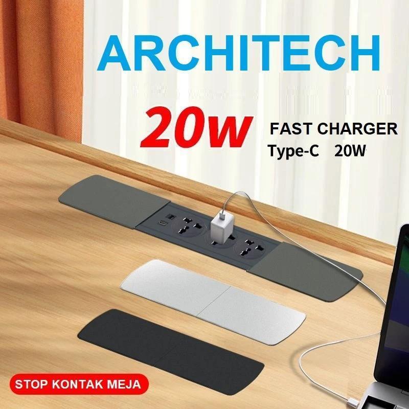 STOP KONTAK MEJA SLIM ARCHHITECH / STOP KONTAK MJ02-C06 BLACK