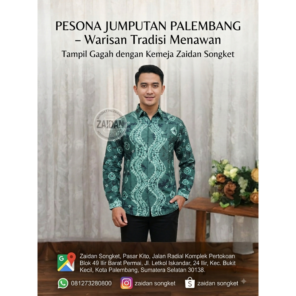 Kemeja Tangan Panjang Pria Dewasa Jumputan Palembang