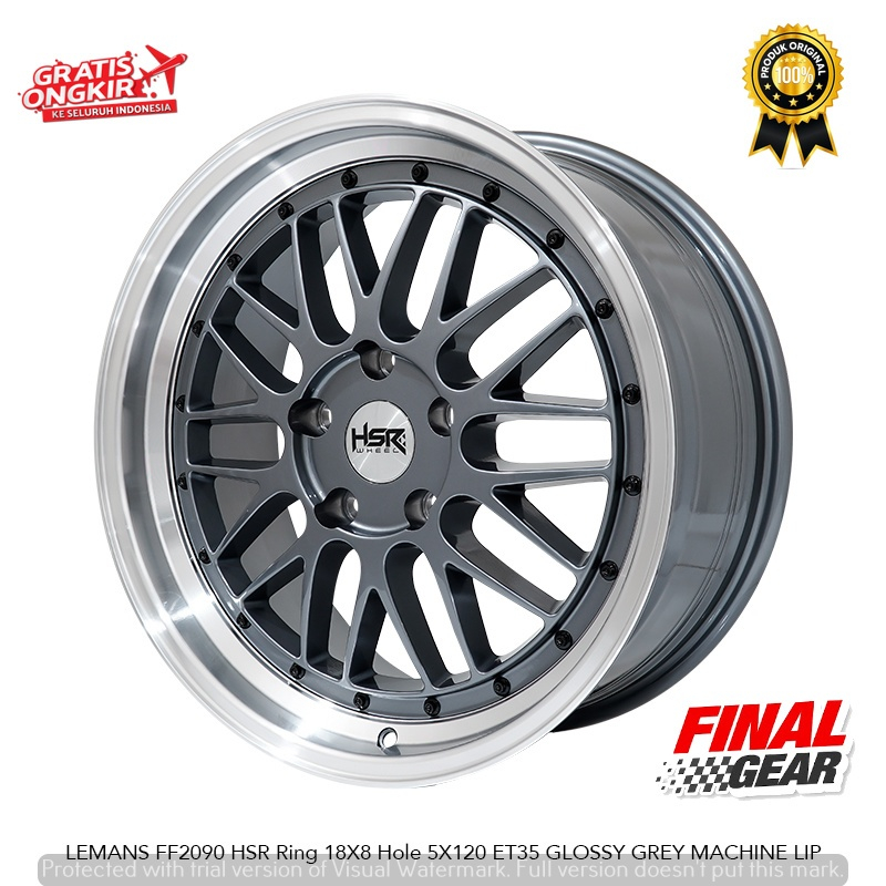 VELG MOBIL RING 18 MODEL BBS BAUT 5X120 LEMANS FF2090 HSR R18X8 H5X120 ET35 WARNA GLOSSY GREY MACHIN