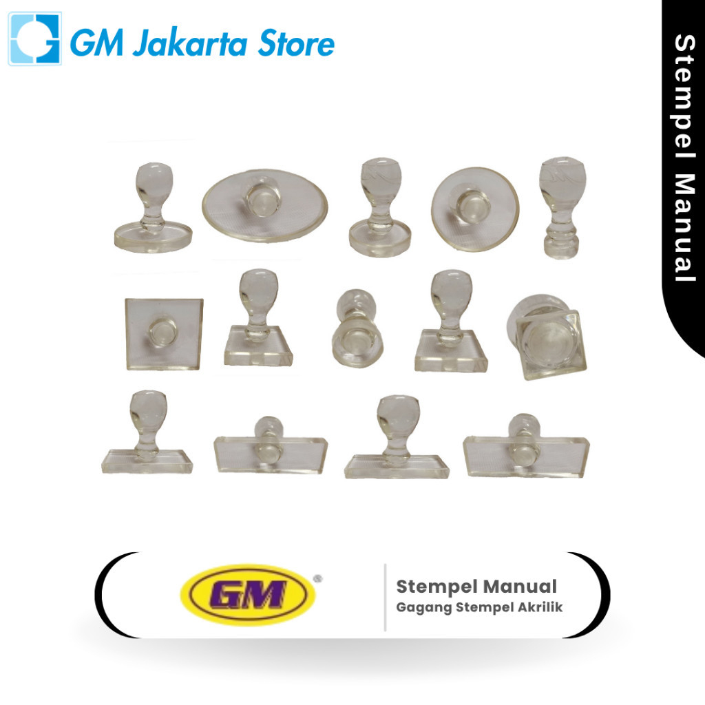 Gagang Stempel Manual Bulat/Oval/Segi Empat GM Stempel Akrilik