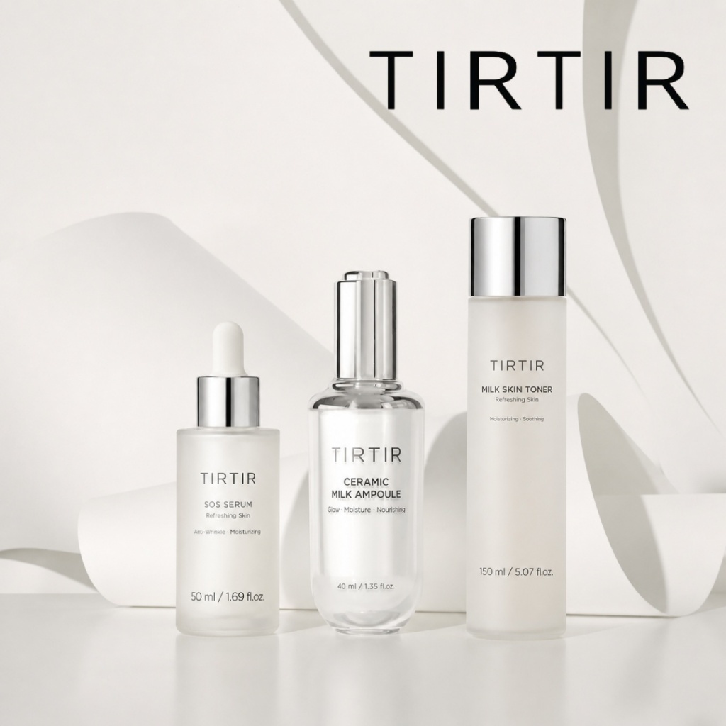 TIRTIR Ceramic Milk Ampoule 40ml / TIRTIR Milk Skin Toner 150ml / TIRTIR SOS Serum 50ml / TIRTIR Sre