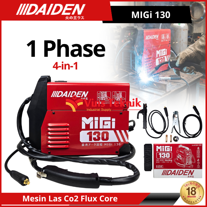 DAIDEN MIGi 130 Mesin Las Argon Stanless Travo Las Inverter Trafo Las Co2 Flux Core Tanpa Gas 130A M