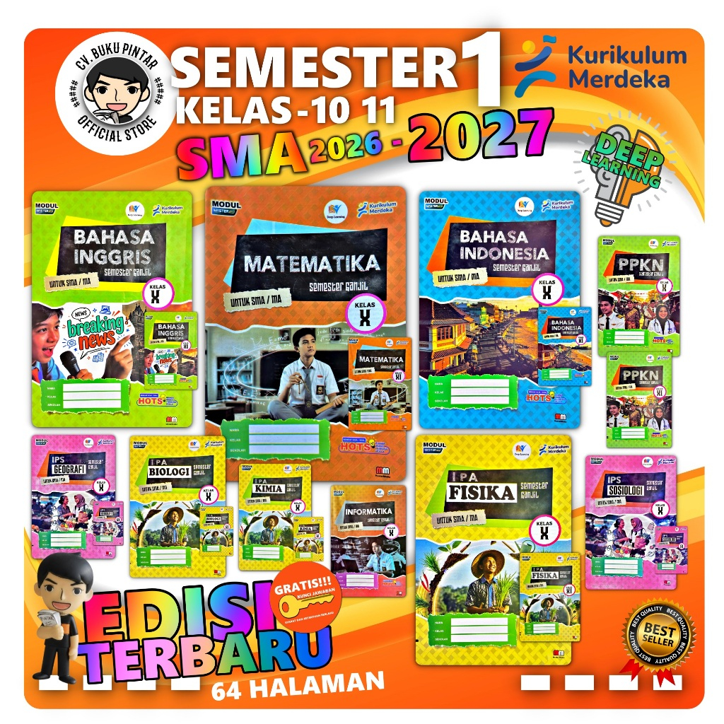 LKS KURIKULUM MERDEKA SMA KELAS 10 11 SEMESTER 1 2026-2027 DEEP LEARNING | mm MASTER MEDIA | MATEMAT