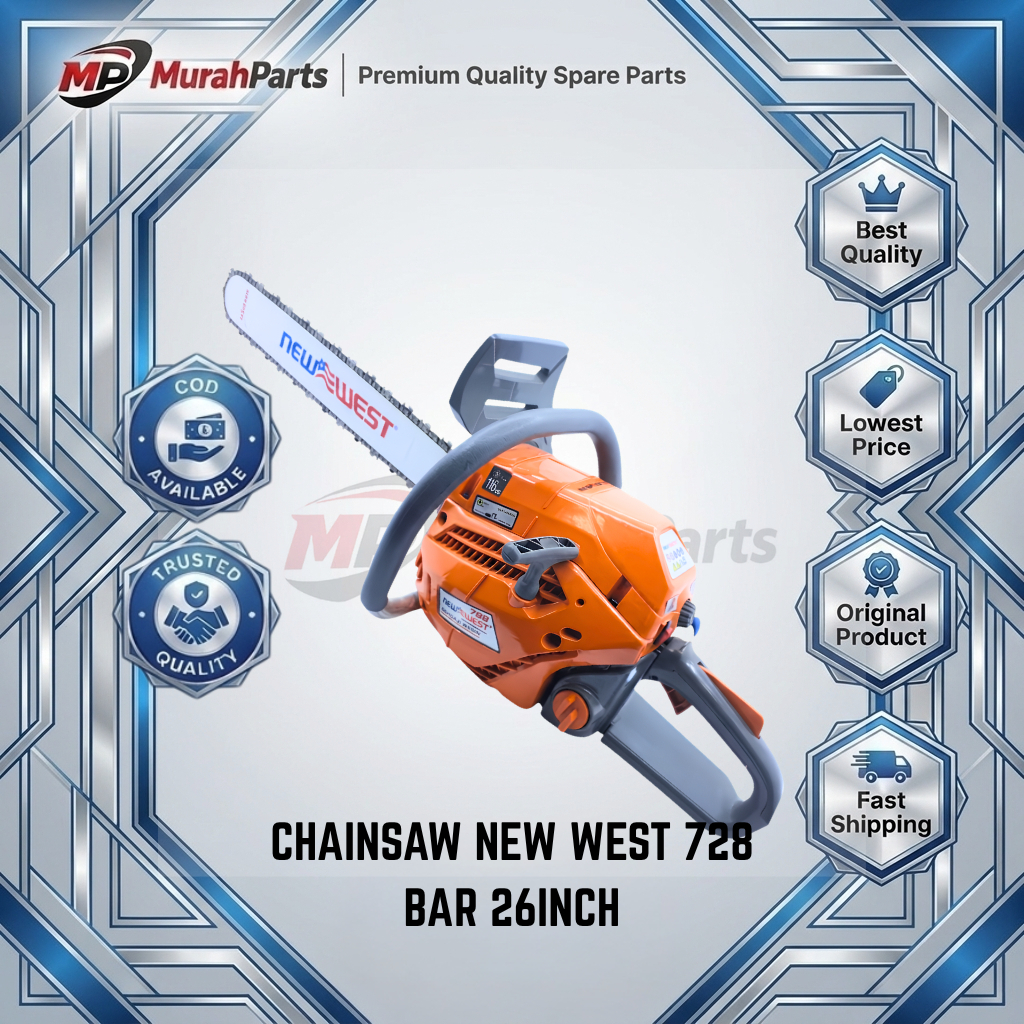 Mesin Chainsaw New West 728 Bar 26 Inch / Gergaji Kayu Senso New West 728