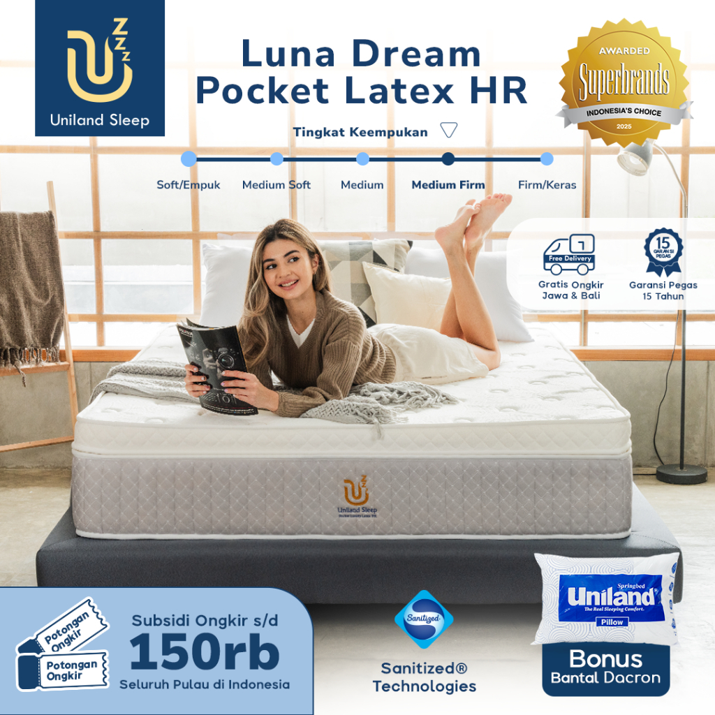 Uniland Sleep Kasur Pocket Spring Luna Dream Latex HR 33cm