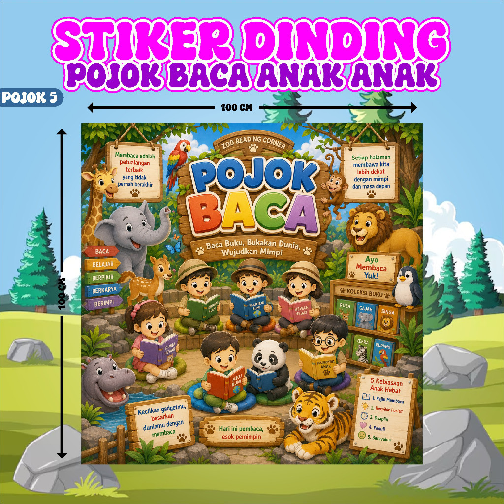 STIKER DINDING UNTUK KELAS / STIKER POJOK BACA SEKOLAH
