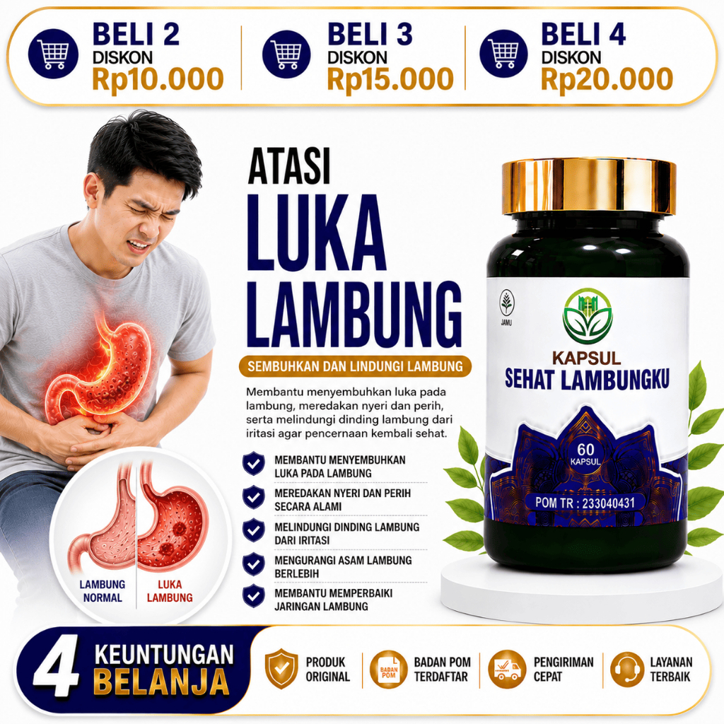 < KAPSUL SEHAT LAMBUNGKU BANTU ATASI LUKA LAMBUNG,RADANG USUS, INFEKSI USUS, SAKIT PERUT, PERUT BEGA