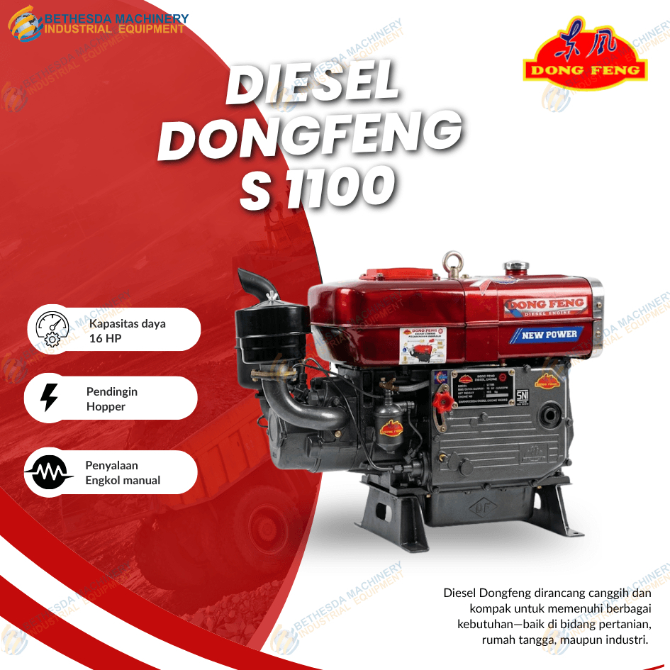 Mesin Diesel Dongfeng Engine S 1100 - Dong Feng Hopper 16HP 16 PK