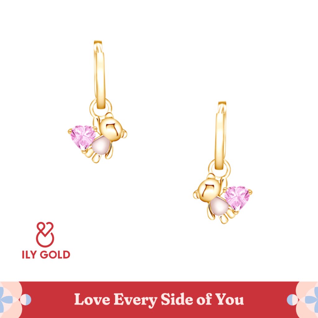 ILY GOLD TEDDY - Bear Hoop Earrings / Anting