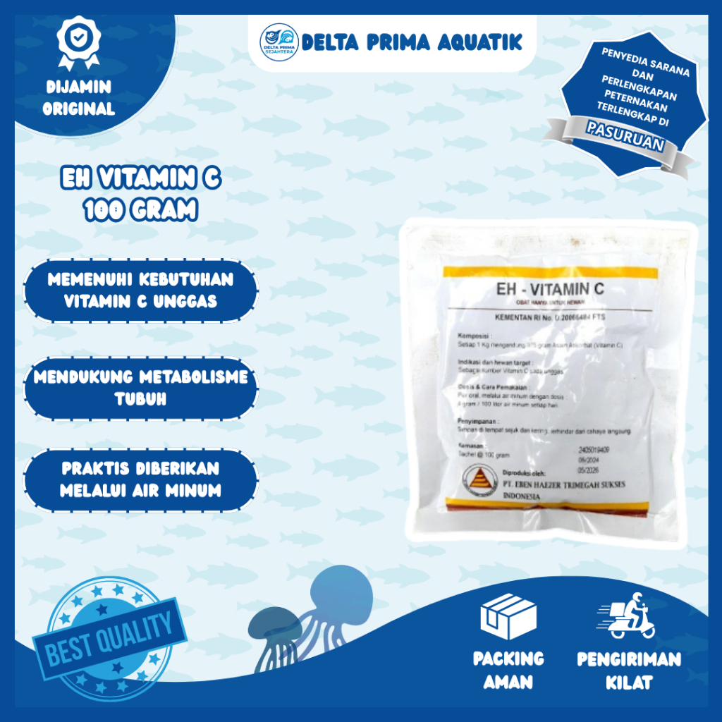 EH VITAMIN C 100 GRAM - Vitamin C Untuk Ternak Ayam Minum Unggas.