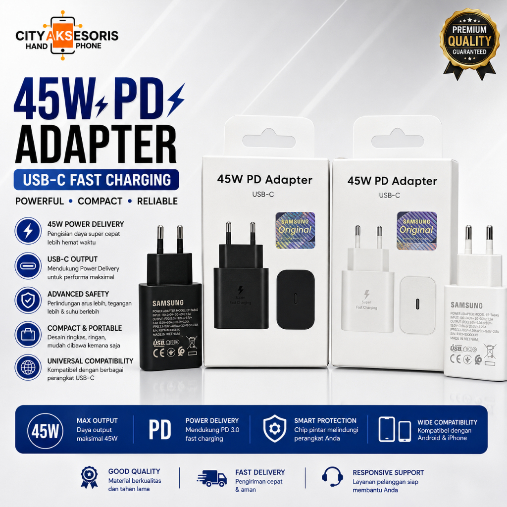 Kepala Charger Samsung 45W - Power Travel Adaptor Samsung 45W USB-C Adapter Samsung 45W USB-C Adapto
