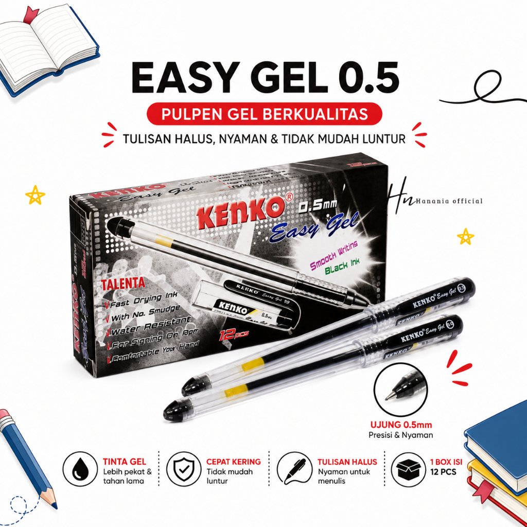 PULPEN KENKO EASY GEL 0.5/PULPEN TINTA KENKO EASY GEL O.5 MM