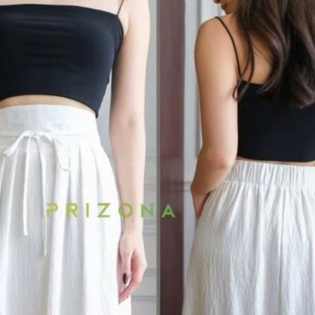 Preloved Prizona - rok panjang wanita linen korean style | rok flare putih | maxi skirt putih