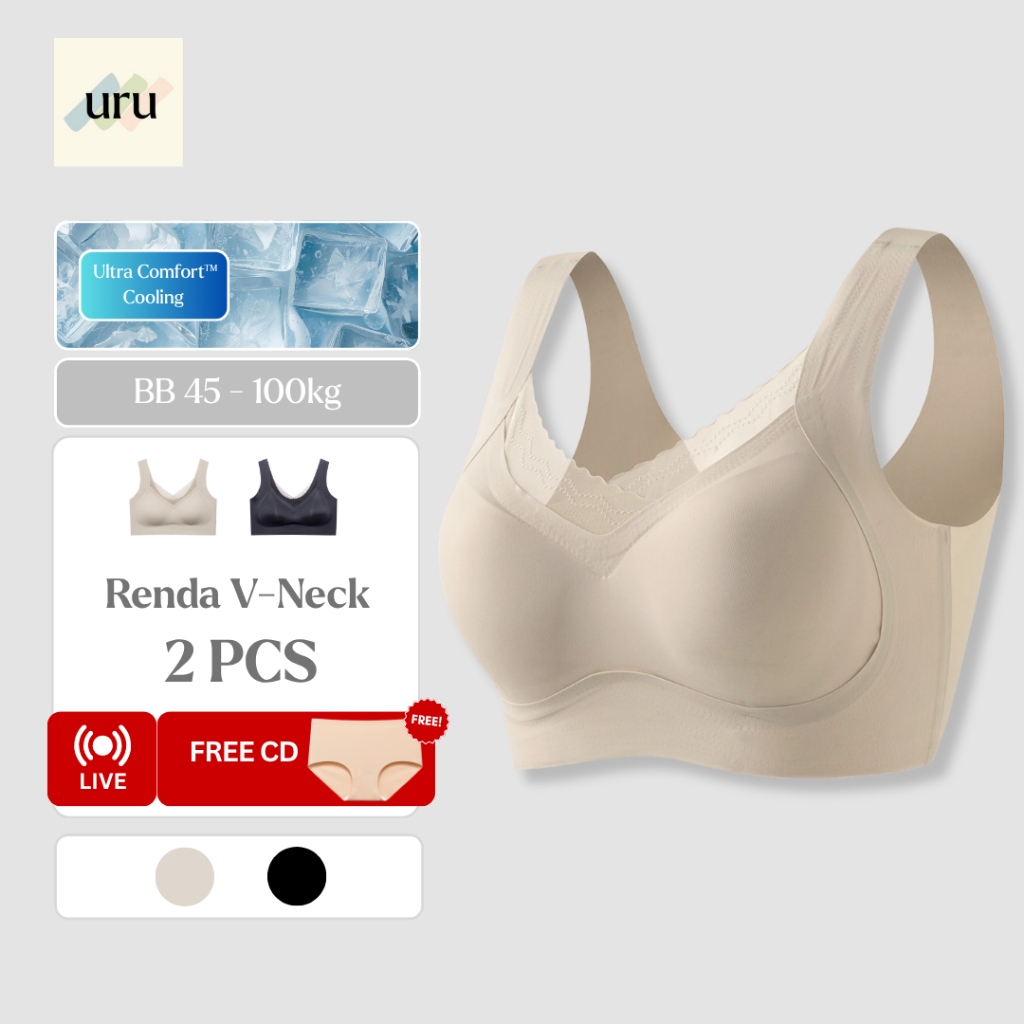 URU [2PCS] Bra Renda Minimizer Ringan Lebar Jumbo Tanpa Kawat