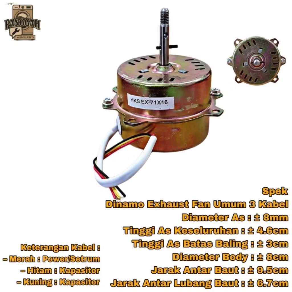 Dinamo Kipas Exhaust Maspion Fan Motor Mesin Blower Multi Model Hexos 3 Kabel