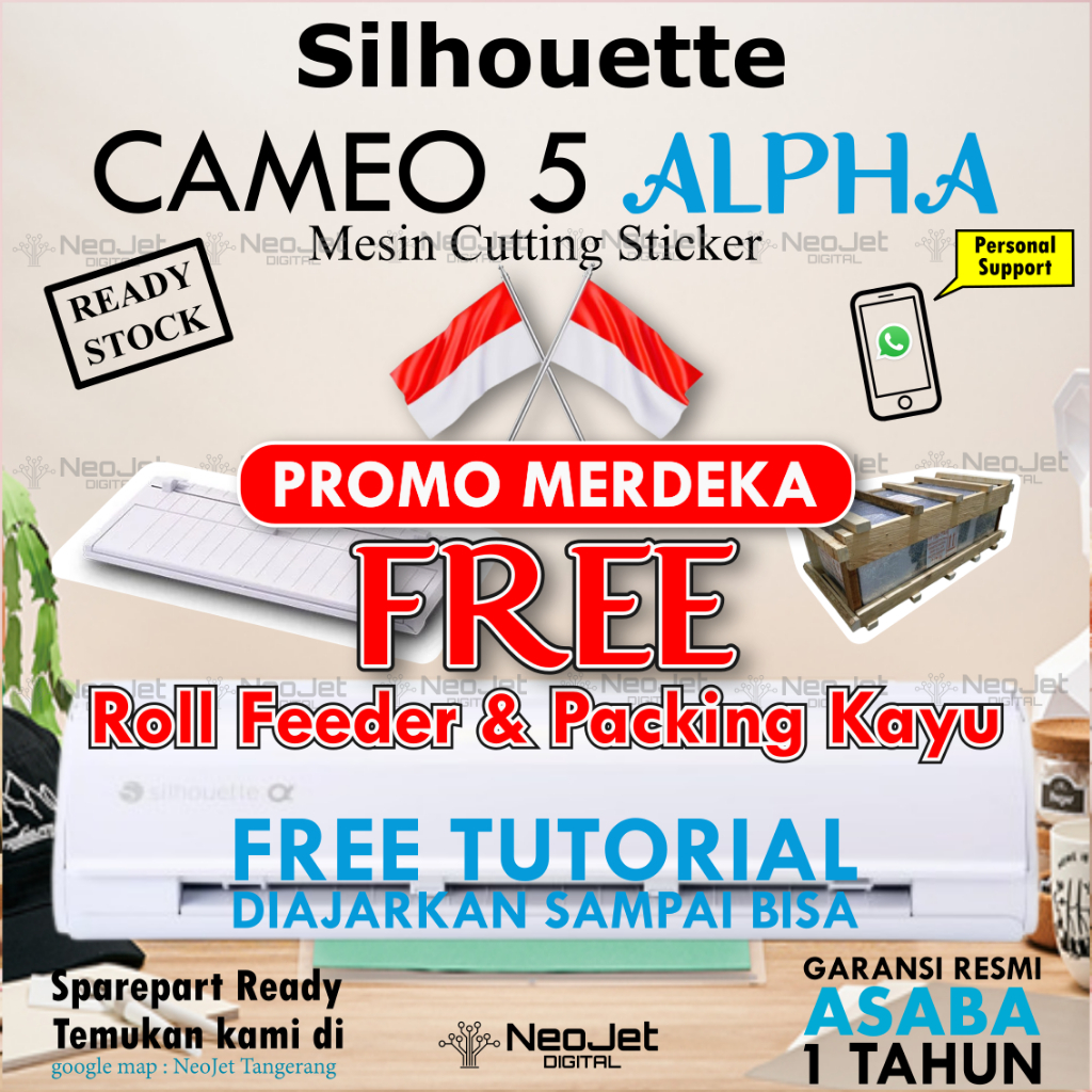 Promo Mesin Cutting Sticker Mini Cameo 5 ALPHA Alfa Putih Pink Hitam