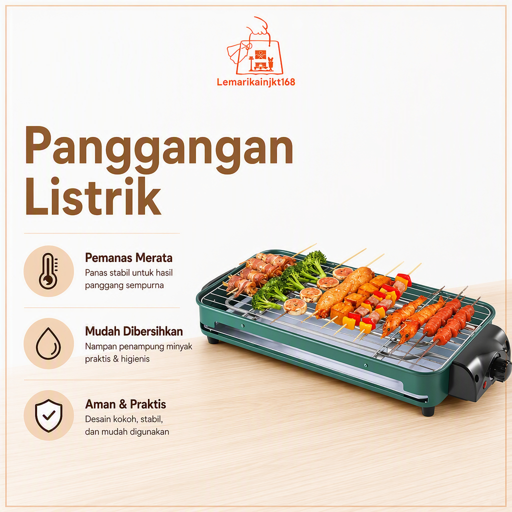 Panci Grill Pan Panggangan Listrik Tanpa Asap Grill Electric Alat Bbq Daging Hotpot Alat Bakar Sate
