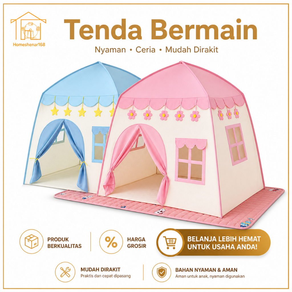 TENDA ANAK CASTLE / TENDA MAIANAN / MAINAN ANAK /TENDA ANAK PRINCESS BLUE PINK /TENDA INDOOR/OUTDORR